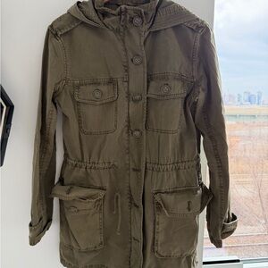 Aritzia Talula Khaki Utility Jacket with Hood